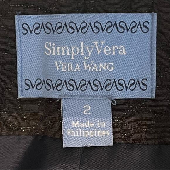 Vera Wang Metallic Black Pleated Party Event Skirt NWOT Size 2 - Picture 8 of 11